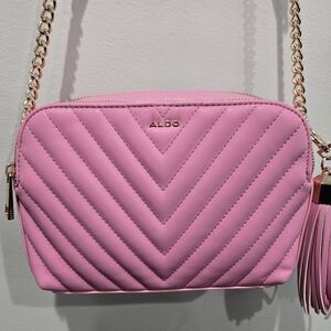 ALDO Pink Quilted Crossbody with Gold Chain